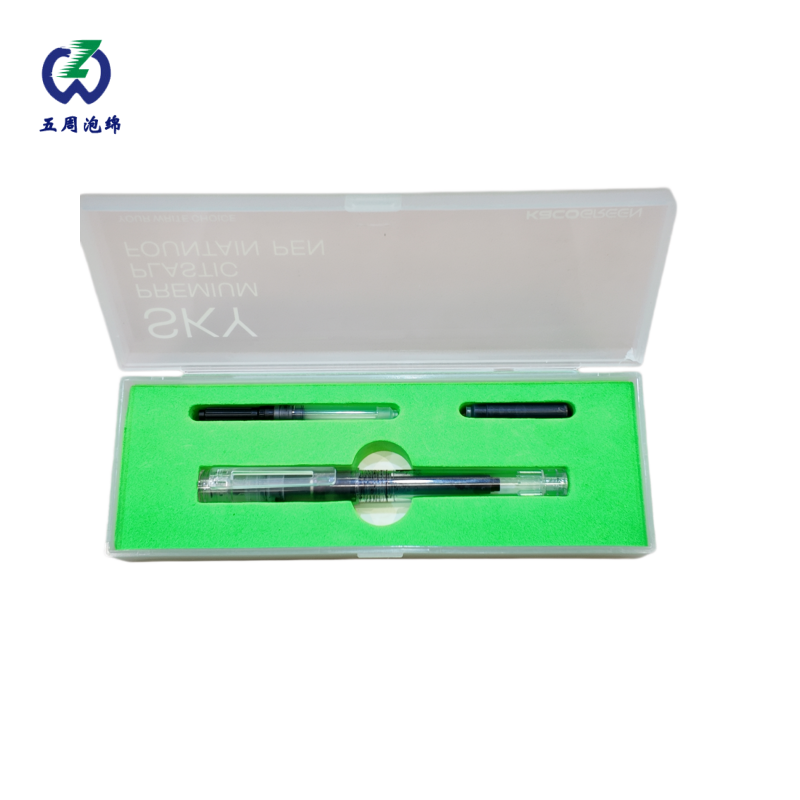 綠色鋼筆套裝 EVA 內襯：分類收納的文具禮盒方案